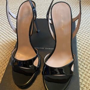 Giuseppe Zanotti Black Patent Leather Stiletto Sandals